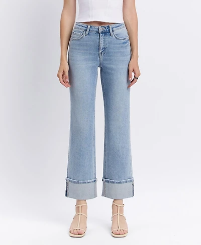 Flying Monkey Women's High Rise Slim Wide Leg Jeans