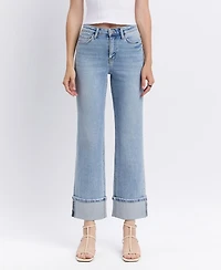 Flying Monkey Women's High Rise Slim Wide Leg Jeans