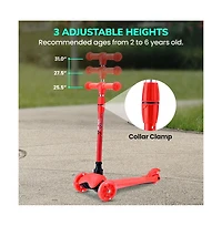 Lightweight and Adjustable Mini Kickboard Scooter with Led Light Wheel for Kids (Red)