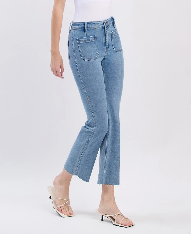 Flying Monkey Women's High Rise Crop Flare Jeans