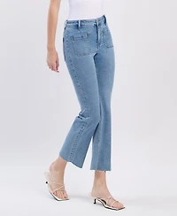 Flying Monkey Women's High Rise Crop Flare Jeans