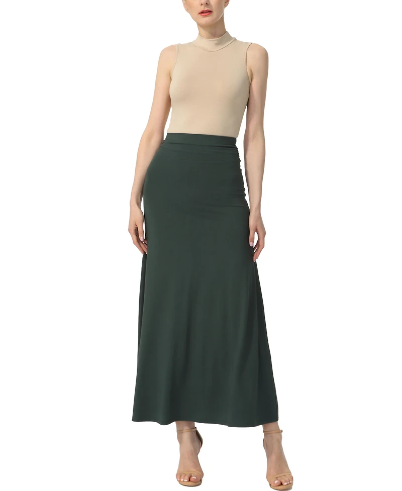kimi + kai Women's Waist Ruched Pull On Maxi Skirt