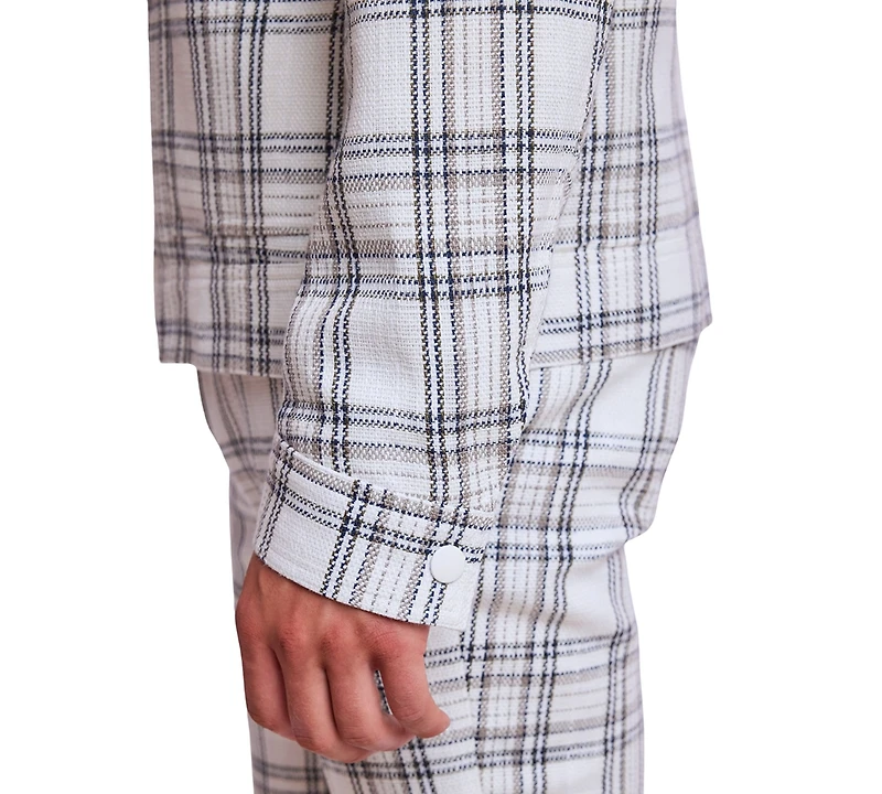 Paisley & Gray Men's Milo Slim Fit Long Sleeve Zip Front Plaid Bomber Jacket