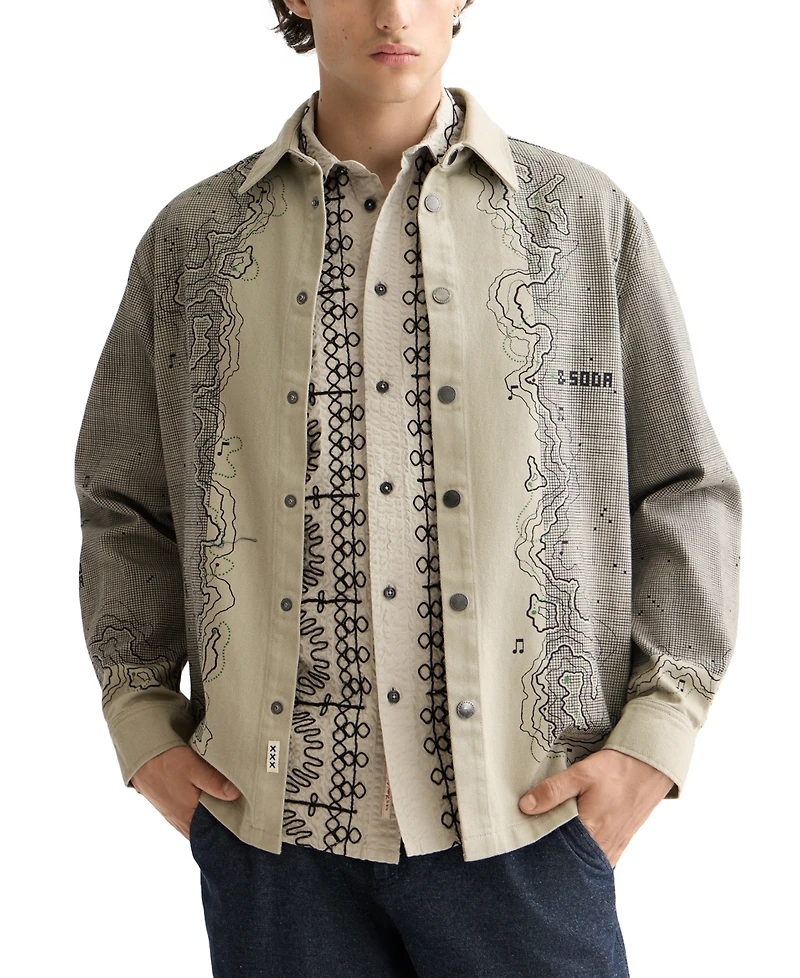Scotch & Soda Men's Relaxed Fit Long Sleeve Graphic Overshirt
