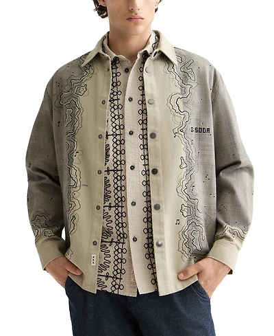 Scotch & Soda Men's Relaxed Fit Long Sleeve Graphic Overshirt