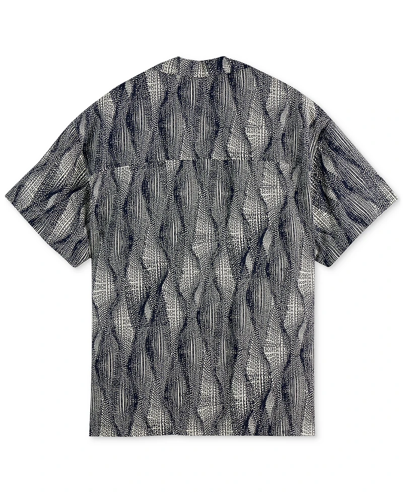 Scotch & Soda Men's Relaxed Fit Short Sleeve Marble Print Button-Front Camp Shirt