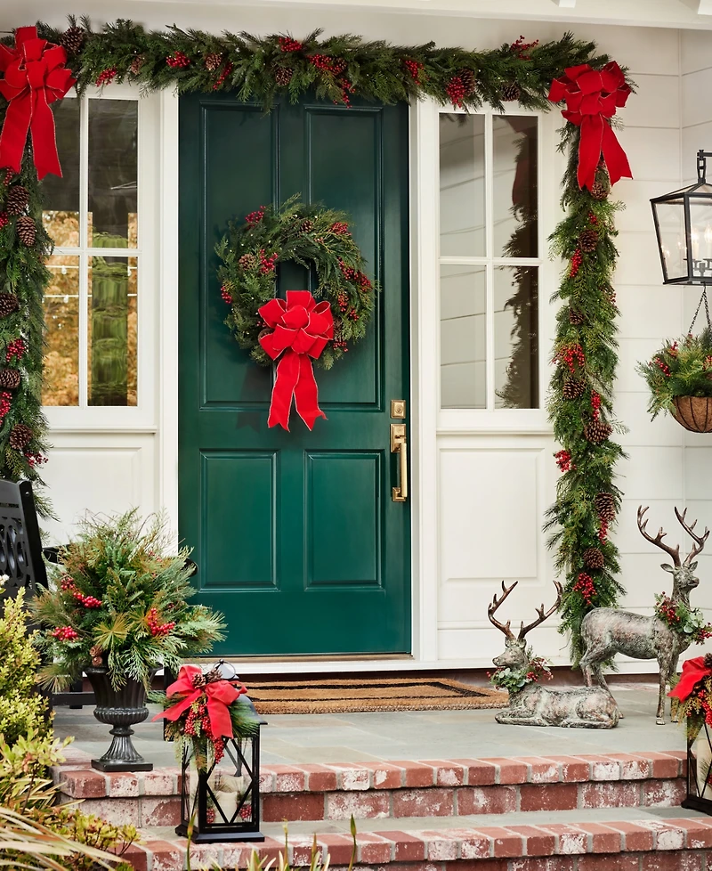 Balsam Hill 24" Outdoor Berry Pine Pre-Lit Wreath