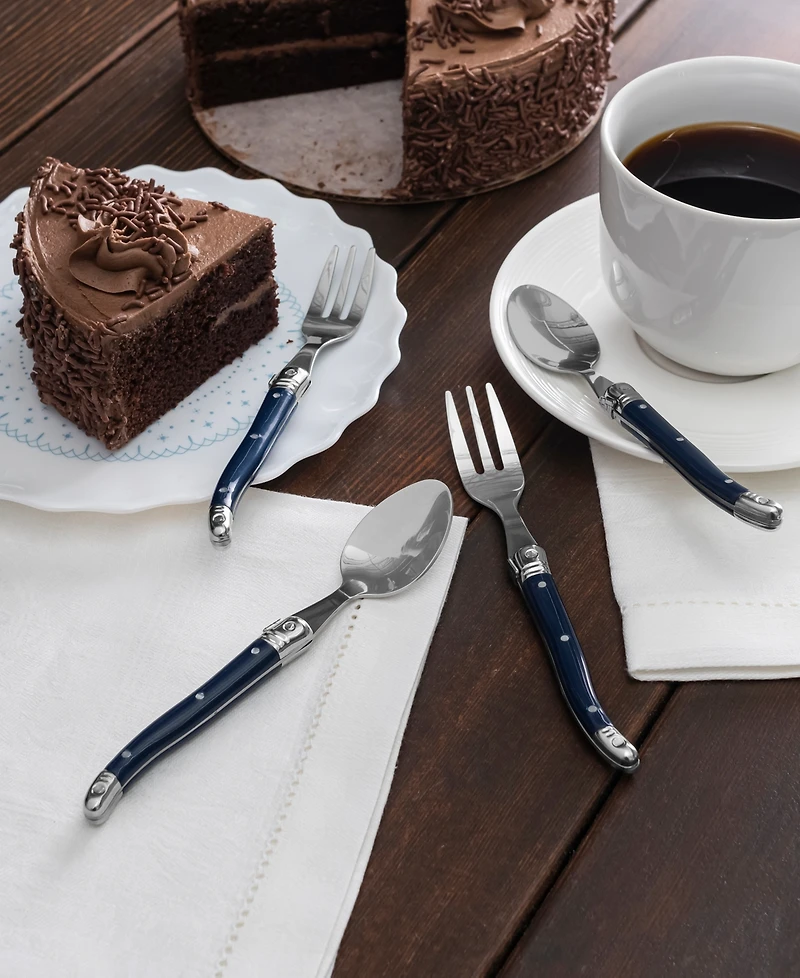 French Home Laguiole Coffee Spoons and Cake Forks, Set of 8