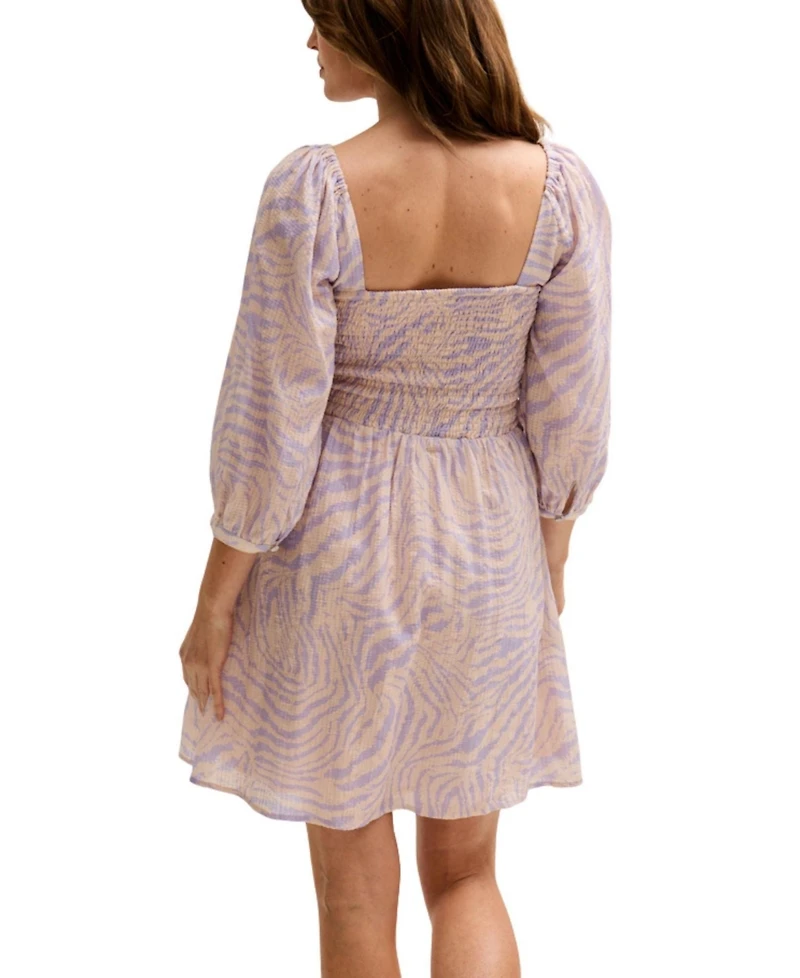 Lily and Lionel London Women's Lucy Shirred Bodice Banana Check Print Mini Dress