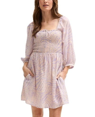 Lily and Lionel London Women's Lucy Shirred Bodice Banana Check Print Mini Dress