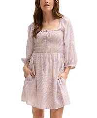 Lily and Lionel London Women's Lucy Shirred Bodice Banana Check Print Mini Dress