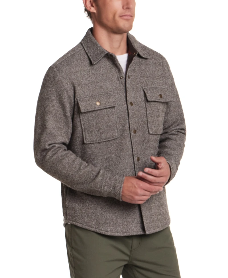 Weatherproof Vintage Men's Mixy Knit Long Sleeve Snap-Front Shirt Jacket