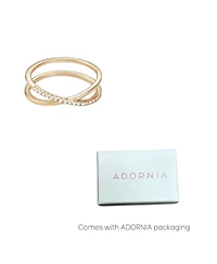 Adornia Fine 14k Gold Vermeil .925 Sterling Silver Cz Crossed Half Eternity Band Ring