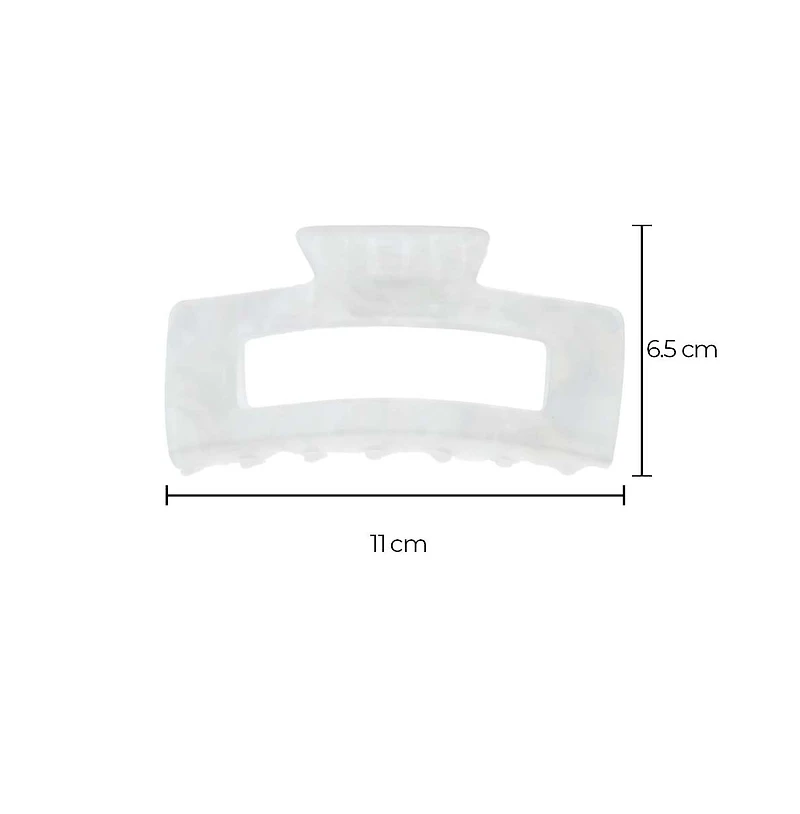 Xl White Shining Open Rectangle Claw Clip By Adina Eden