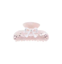 Rhinestone Pink & White Bow Hair Claw Clip By Adina Eden