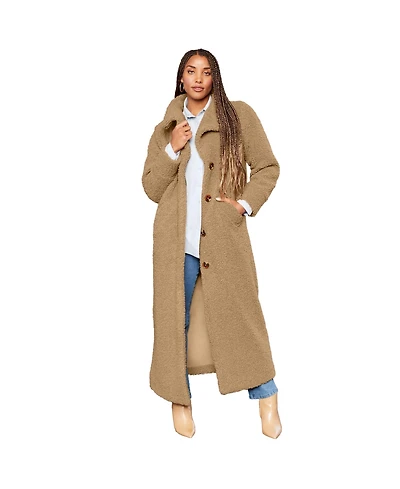 June + Vie Women's June + Vie Maxi Teddy Fleece Coat