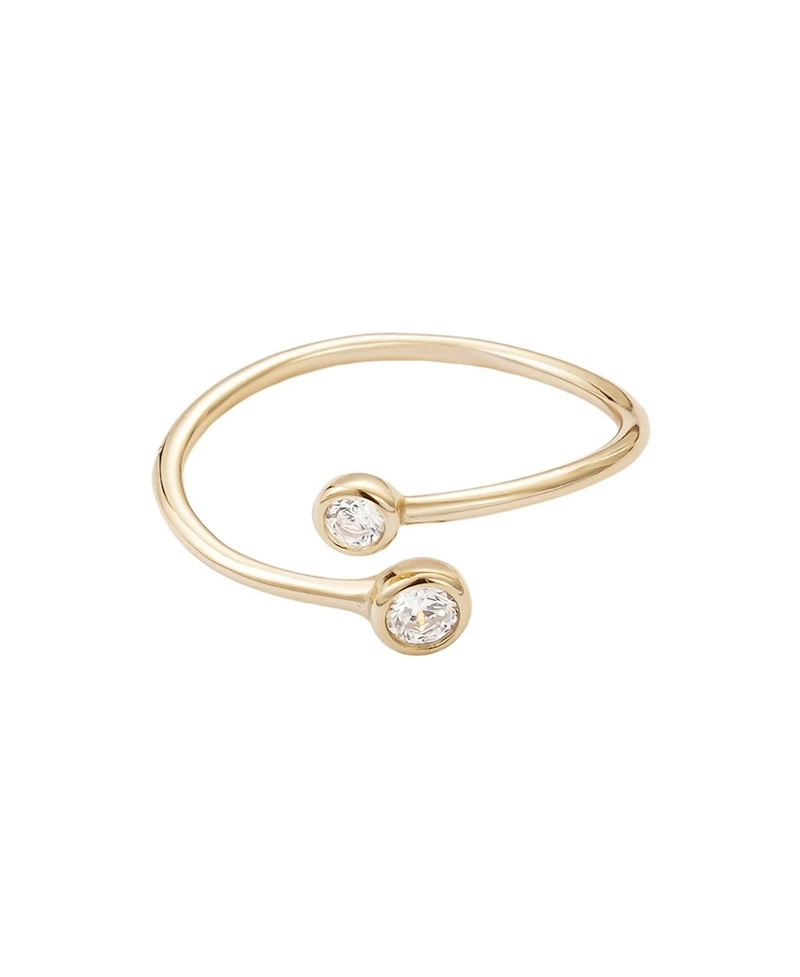 Adornia Fine 14k Gold Vermeil .925 Sterling Silver Adjustable Crystal Overlapping Ring