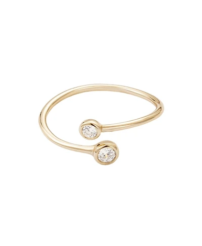 Adornia Fine 14k Gold Vermeil .925 Sterling Silver Adjustable Crystal Overlapping Ring