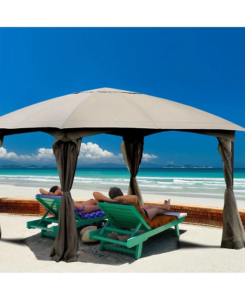Gymax 11.5FT Patio Gazebo Canopy Tent Wedding Party Shelter Awning Mosquito Netting