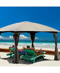 Gymax 11.5FT Patio Gazebo Canopy Tent Wedding Party Shelter Awning Mosquito Netting