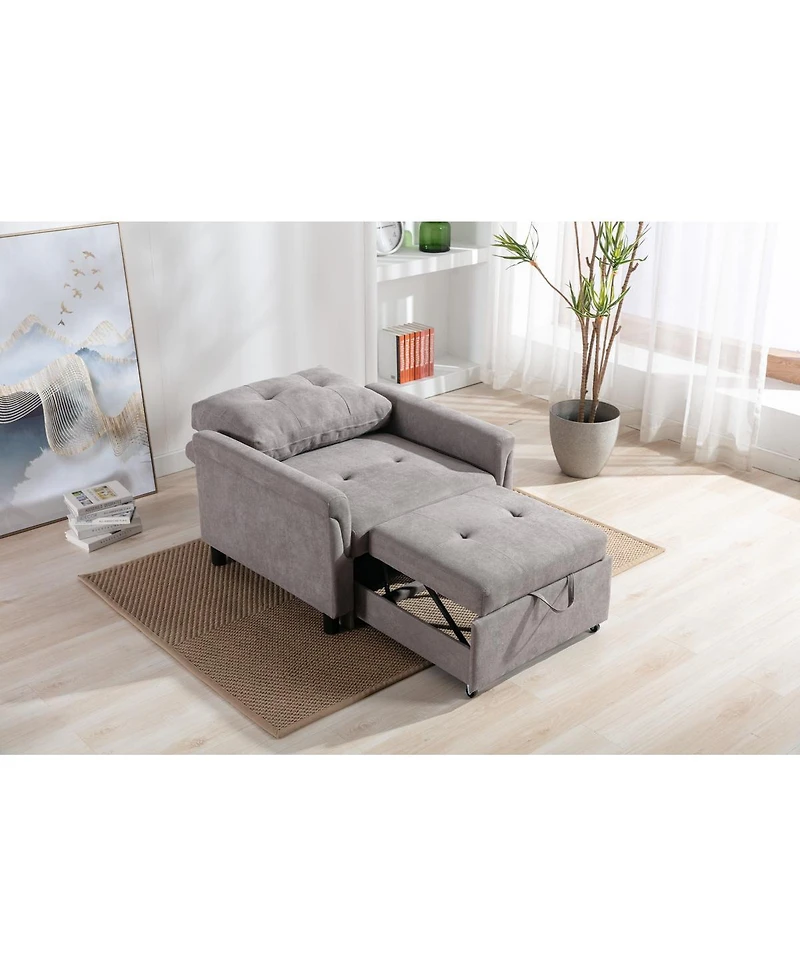 Homlux 35"W Gray Woven Convertible Armchair