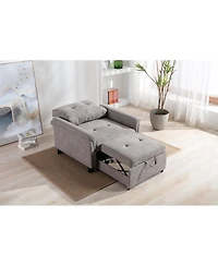 Homlux 35"W Gray Woven Convertible Armchair