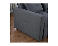 Homlux 56"W Dark Gray Linen Convertible Sleeper Loveseat with Side Pocket