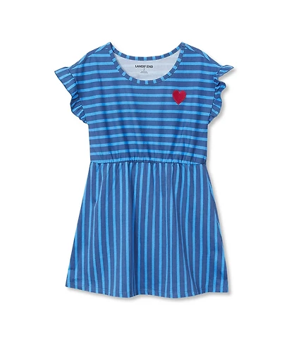 Lands' End Girls Short Sleeve Gathered Waist Tunic Top