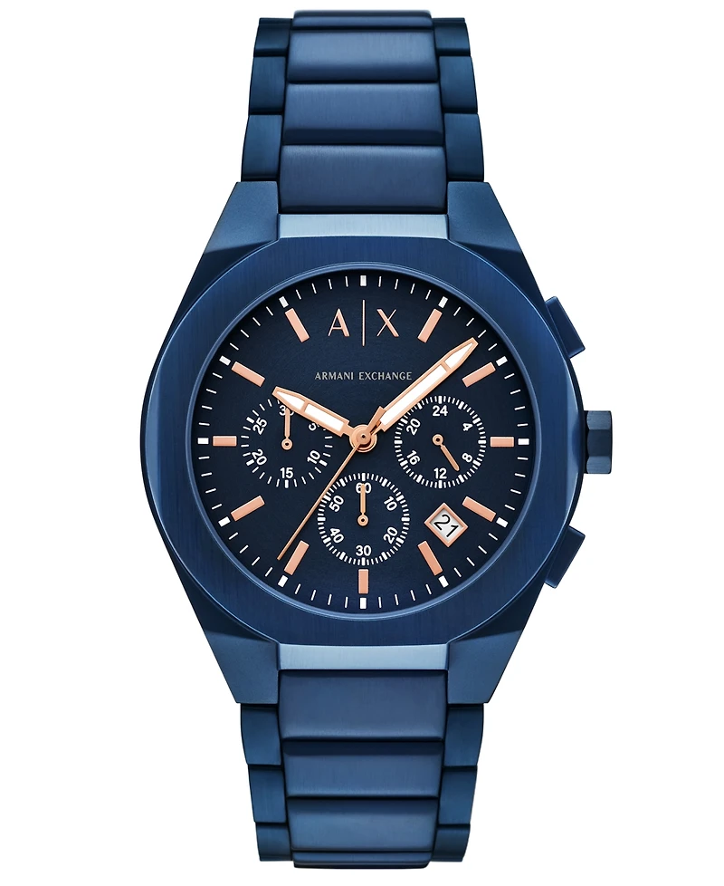 A|X Armani Exchange Men's Sync Quartz Chronograph Blue Stainless Steel Watch, 42mm