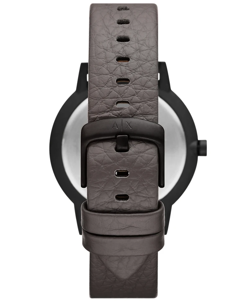 A|X Armani Exchange Men's Quartz Three-Hand Gray Leather Watch, 42mm
