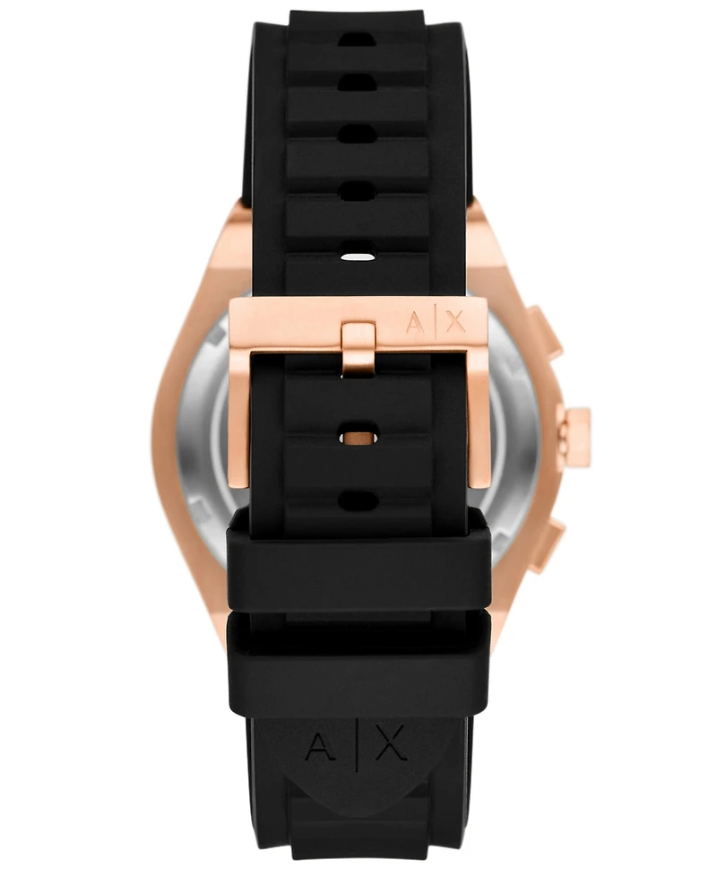 A|X Armani Exchange Men's Sync Quartz Chronograph Black Silicone Watch, 42mm