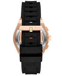 A|X Armani Exchange Men's Sync Quartz Chronograph Black Silicone Watch, 42mm