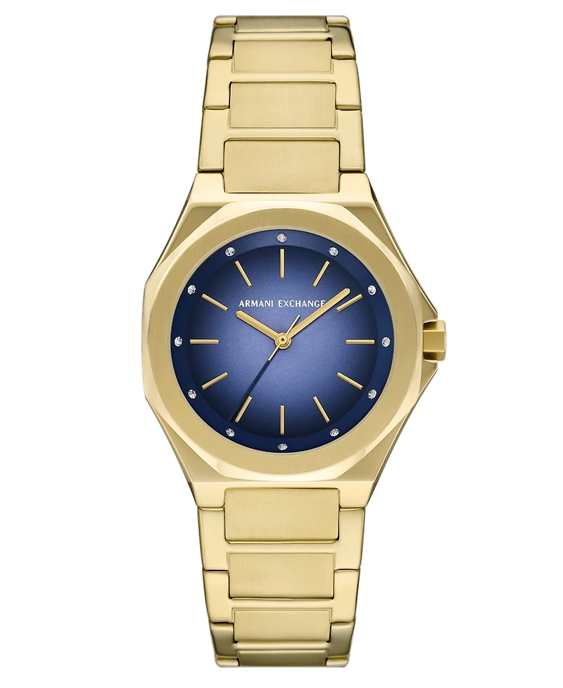 A|X Armani Exchange Women's Quartz Three-Hand Gold Stainless Steel Watch, 34mm