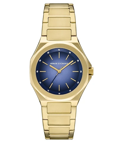 A|X Armani Exchange Women's Quartz Three-Hand Gold Stainless Steel Watch, 34mm