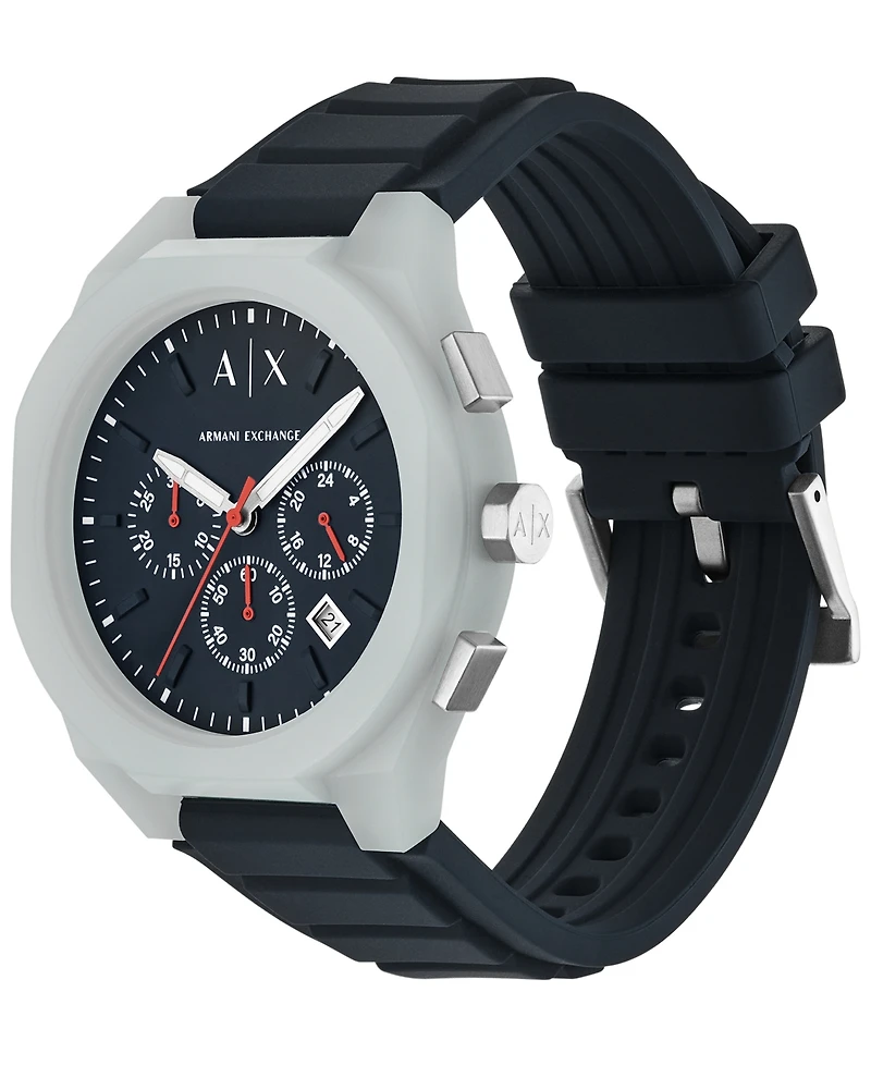 A|X Armani Exchange Men's Sync Quartz Chronograph Blue Silicone Watch, 44mm