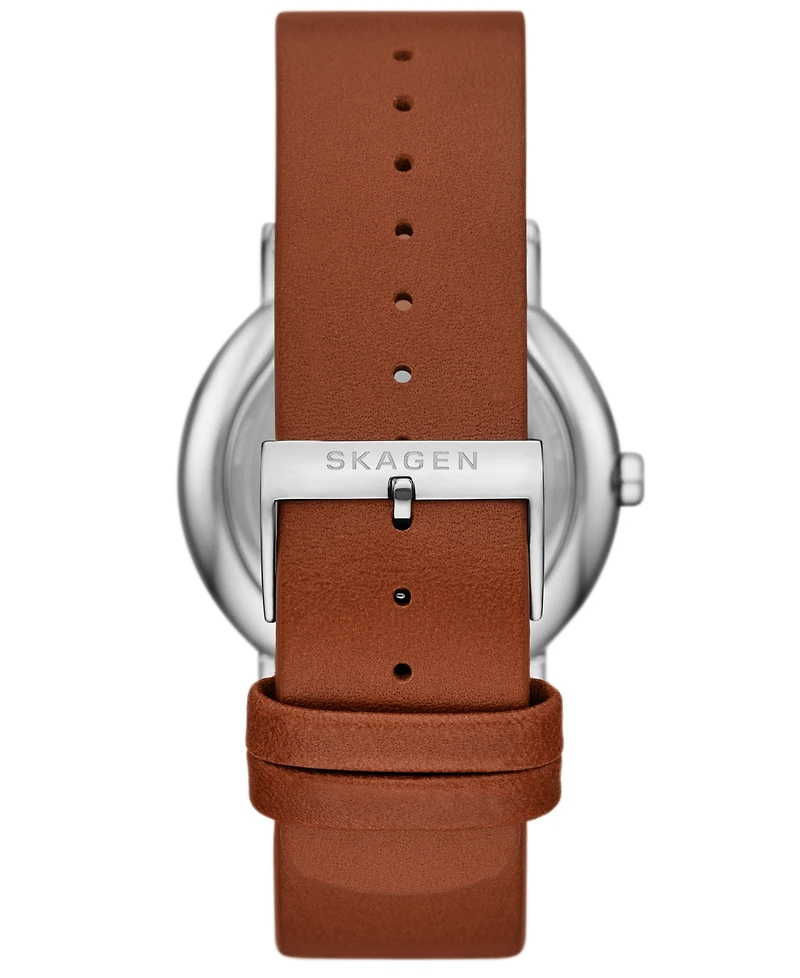 Skagen Men's Signatur Quartz Multifunction Brown Leather Watch, 40mm