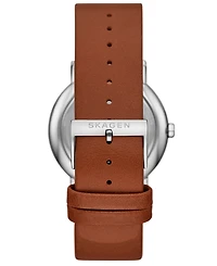 Skagen Men's Signatur Quartz Multifunction Brown Leather Watch, 40mm