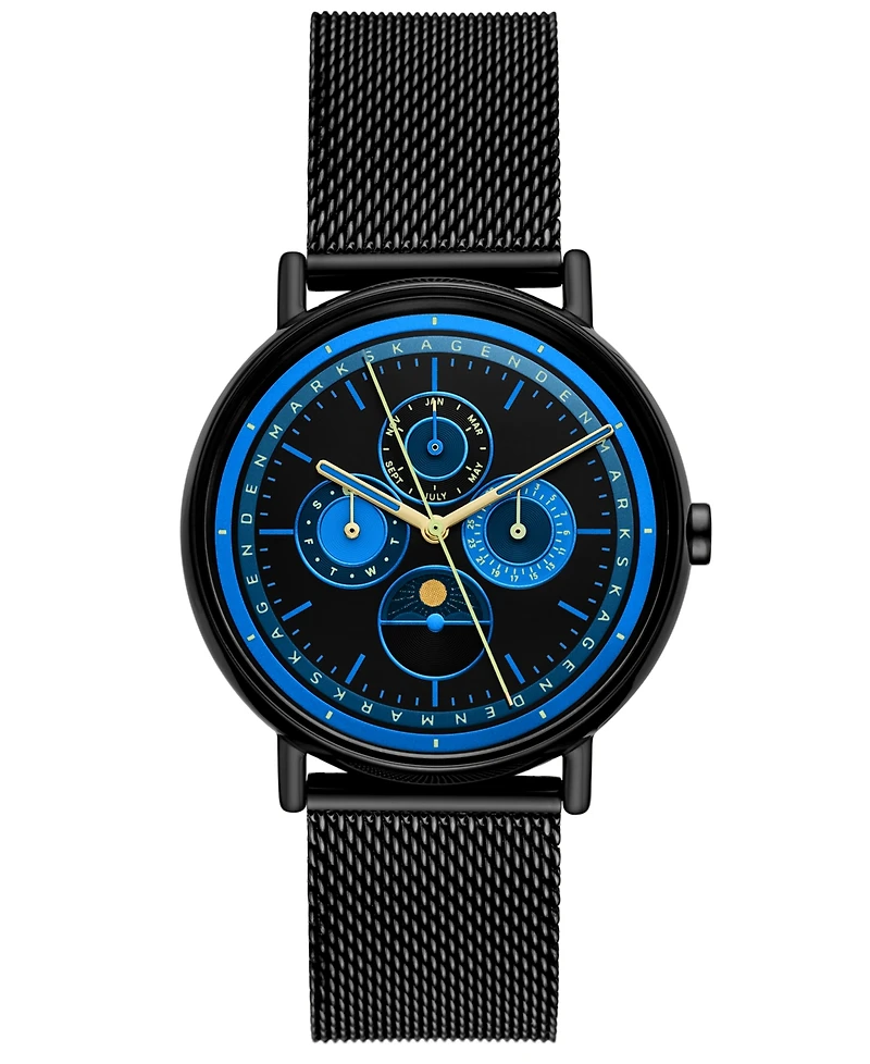 Skagen Men's Signatur Quartz Multifunction Black Stainless Steel Watch, 40mm