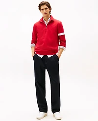 Tommy Hilfiger Men's Quarter-Zip Stripe Sleeve Sweatshirt