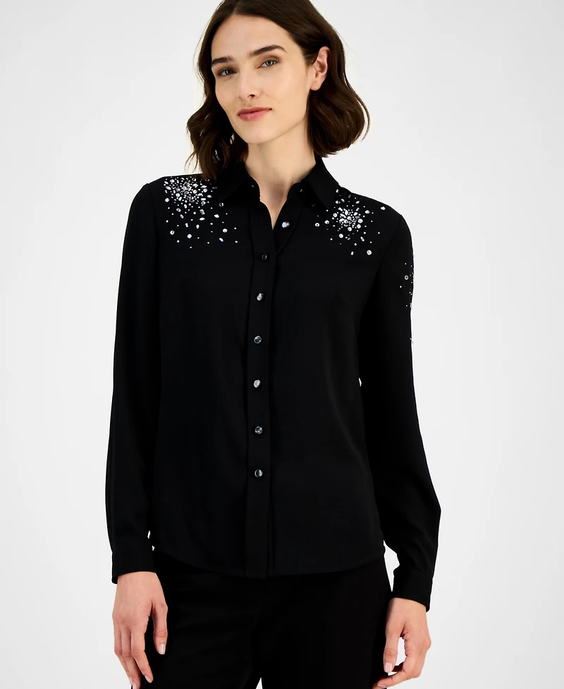 Anne Klein Women's Rhinestone-Embellished Shirt
