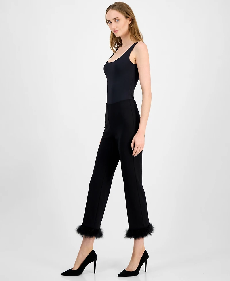 Anne Klein Women's Pull-On Hollywood Feather-Trim-Cuff Pants
