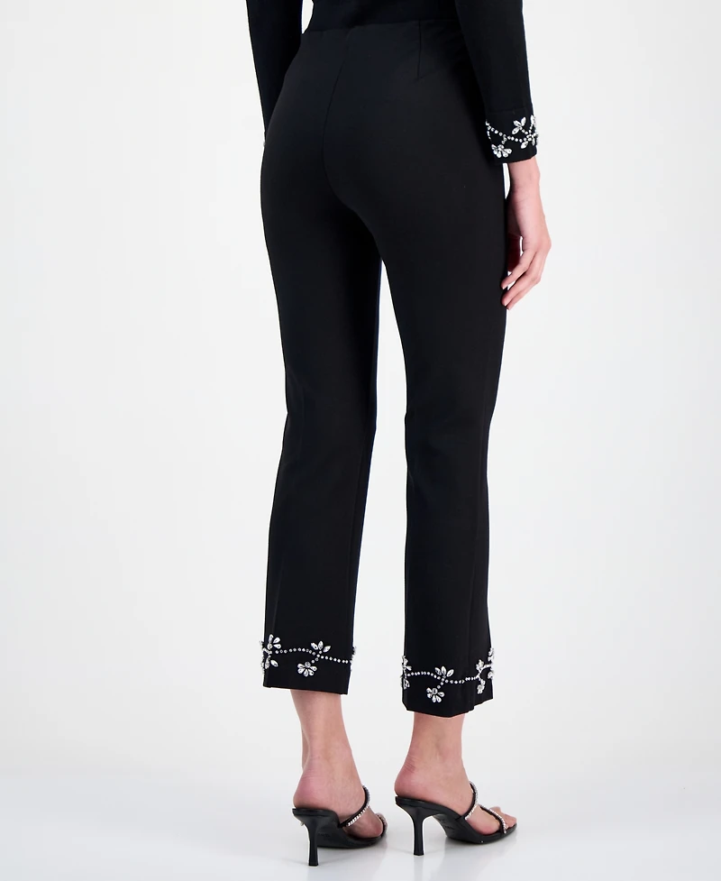 Anne Klein Women's Embellished Pull-On Kick-Flare Pants