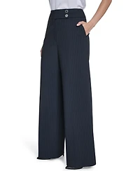 Calvin Klein Women's Pinstripe High-Rise Wide-Leg Pants