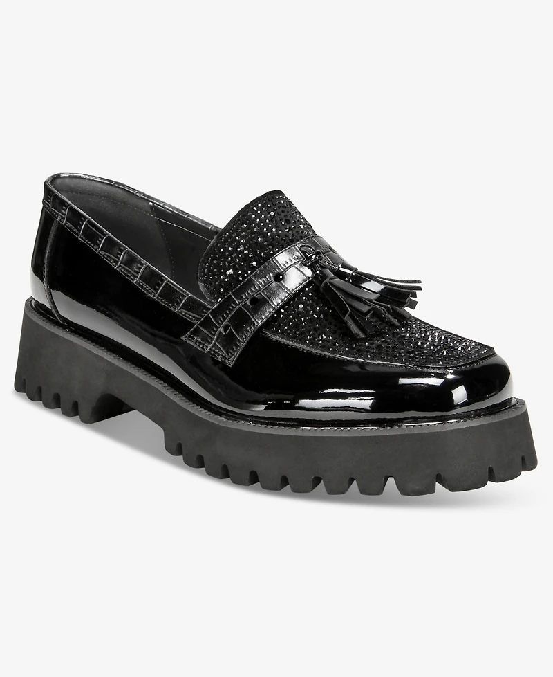 Things Ii Come Women's Lenna Luxurious Embellished Lug Sole Loafer Flats