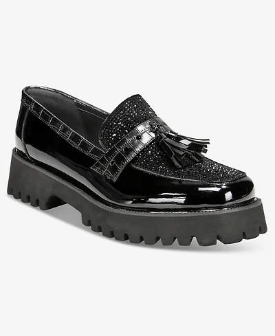 Things Ii Come Women's Lenna Luxurious Embellished Lug Sole Loafer Flats