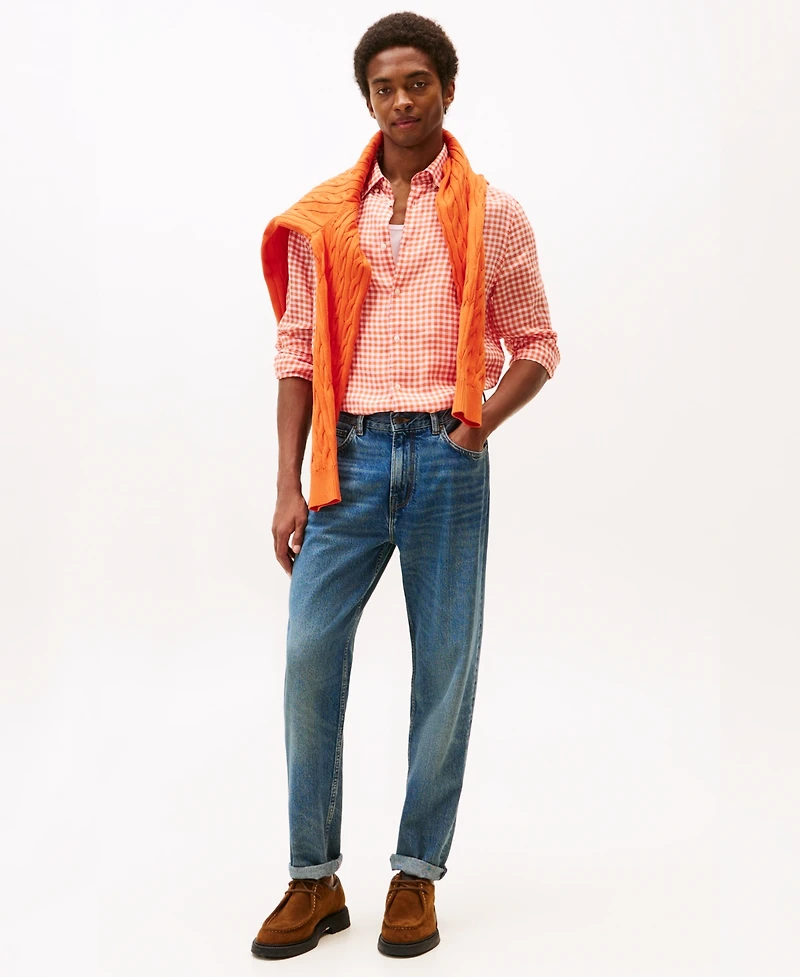 Tommy Hilfiger Men's 100% Linen Gingham Button Up Shirt