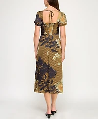 Bcx Juniors' Printed Square-Neck Midi Dress