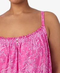 Lauren Ralph Plus Double Strap Smocked Neck Ballet Nightgown