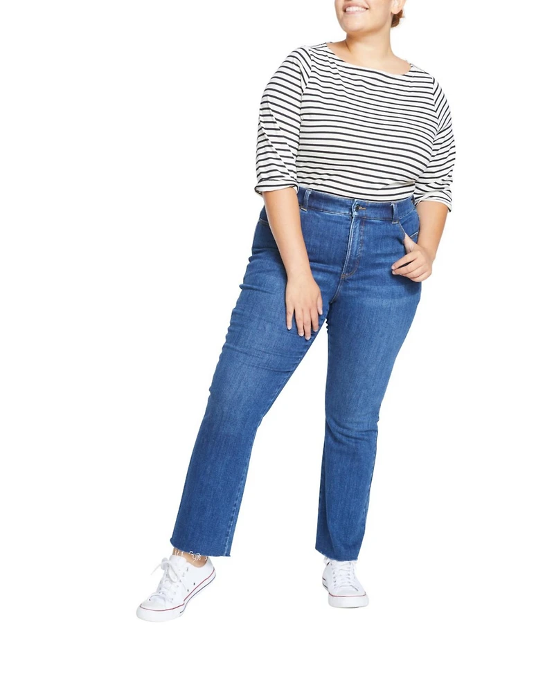 Universal Standard Womens Plus Sinead High Rise Bootcut Jeans