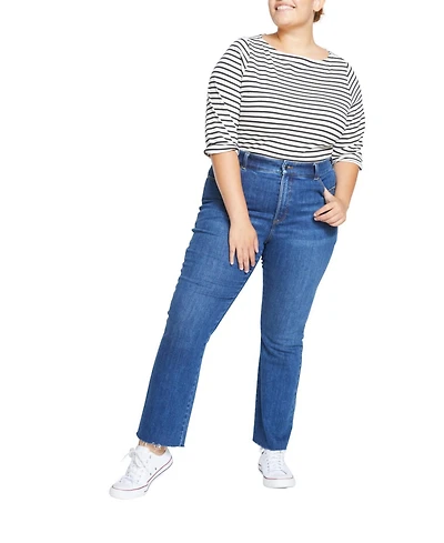 Universal Standard Womens Plus Sinead High Rise Bootcut Jeans